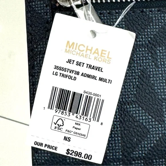 Michael Kors Jet Set Large Ombré Signature Logo Wristlet Navy Blue Multi - Picture 5 of 5